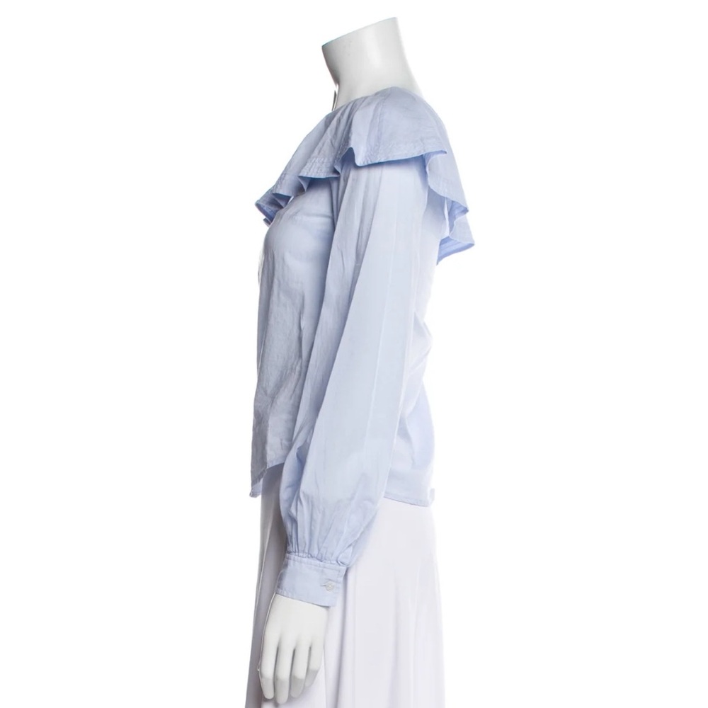 A.L.C. One-Shoulder Ruffle Light Blue Blouse - Picture 2 of 3